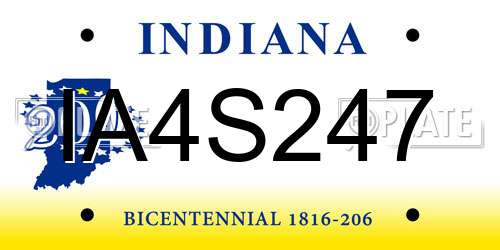 IA4S247 Indiana License Plate