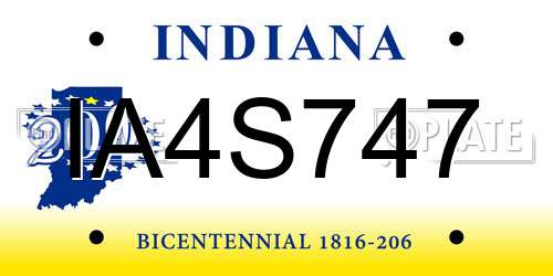 IA4S747 Indiana License Plate