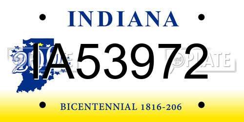 IA53972 Indiana License Plate