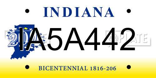 IA5A442 Indiana License Plate