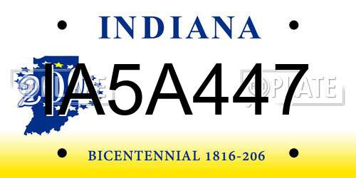 IA5A447 Indiana License Plate