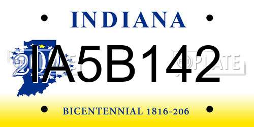 IA5B142 Indiana License Plate
