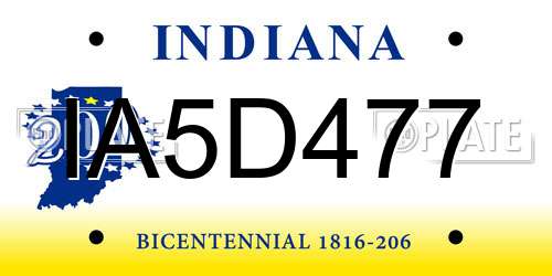 IA5D477 Indiana License Plate