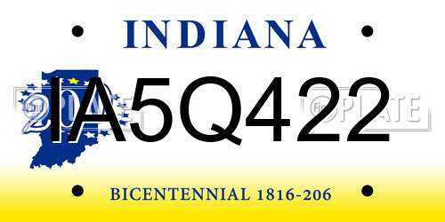 IA5Q422 Indiana License Plate