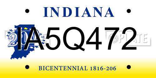 IA5Q472 Indiana License Plate