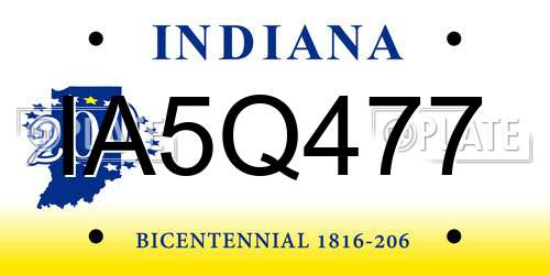 IA5Q477 Indiana License Plate