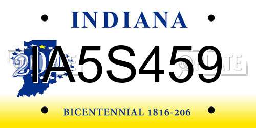 IA5S459 Indiana License Plate