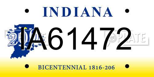 IA61472 Indiana License Plate