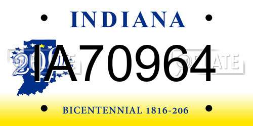 IA70964 Indiana License Plate