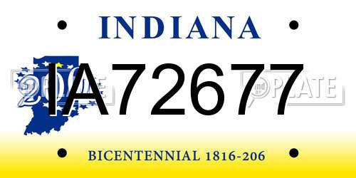 IA72677 Indiana License Plate