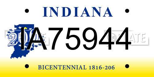 IA75944 Indiana License Plate
