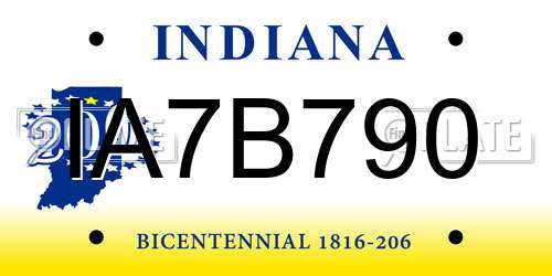 IA7B790 Indiana License Plate