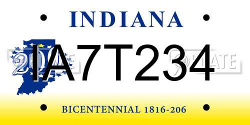 IA7T234 Indiana License Plate