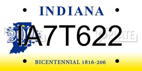IA7T622 Indiana License Plate