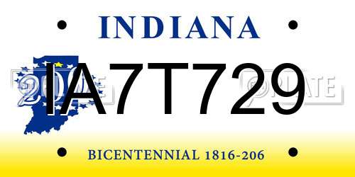 IA7T729 Indiana License Plate
