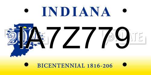IA7Z779 Indiana License Plate