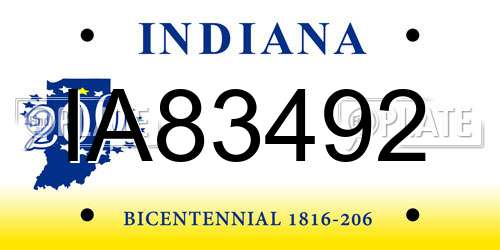 IA83492 Indiana License Plate