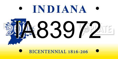 IA83972 Indiana License Plate