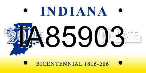 IA85903 Indiana License Plate