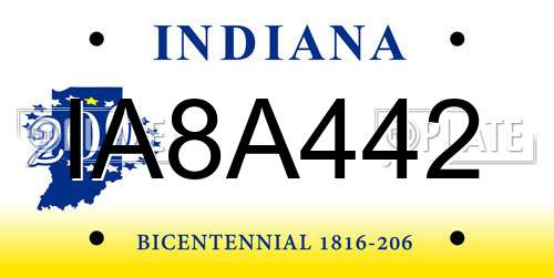 IA8A442 Indiana License Plate