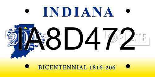 IA8D472 Indiana License Plate