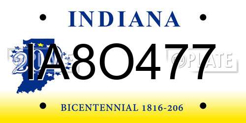 IA8O477 Indiana License Plate