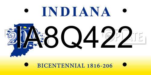 IA8Q422 Indiana License Plate