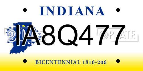 IA8Q477 Indiana License Plate