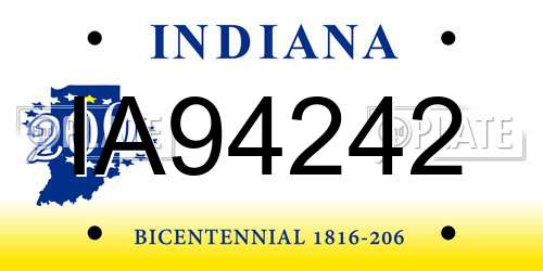 IA94242 Indiana License Plate