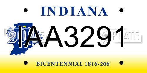 IAA3291 Indiana License Plate