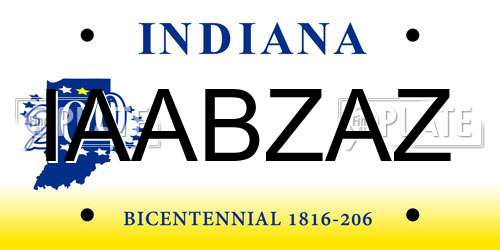 IAABZAZ Indiana License Plate