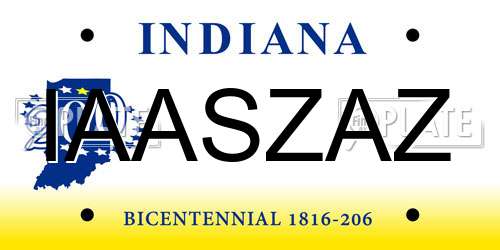 IAASZAZ Indiana License Plate