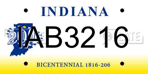 IAB3216 Indiana License Plate