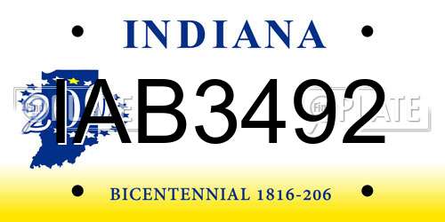 IAB3492 Indiana License Plate