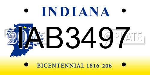 IAB3497 Indiana License Plate