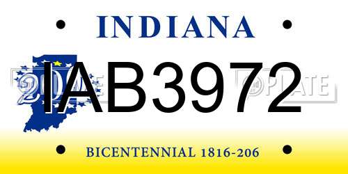 IAB3972 Indiana License Plate