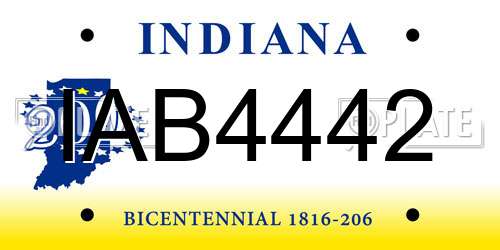 IAB4442 Indiana License Plate