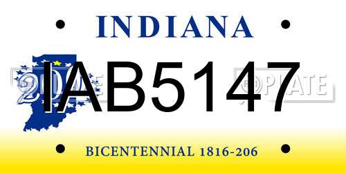 IAB5147 Indiana License Plate