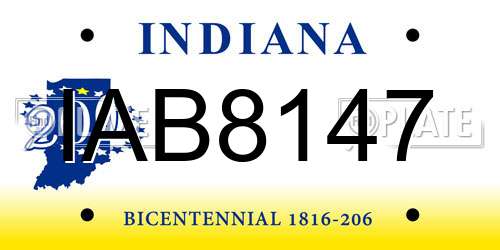 IAB8147 Indiana License Plate