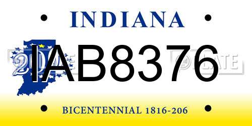 IAB8376 Indiana License Plate