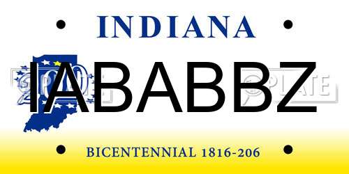 IABABBZ Indiana License Plate