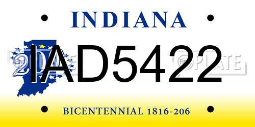 IAD5422 Indiana License Plate