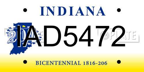 IAD5472 Indiana License Plate