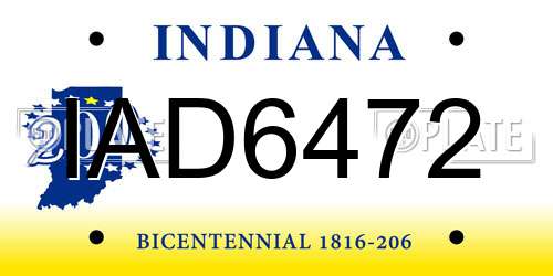 IAD6472 Indiana License Plate