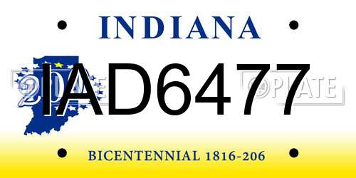 IAD6477 Indiana License Plate