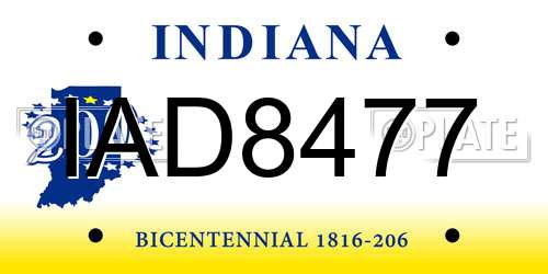 IAD8477 Indiana License Plate