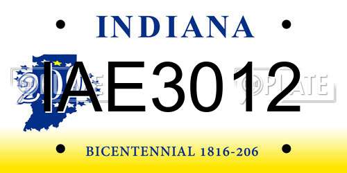 IAE3012 Indiana License Plate