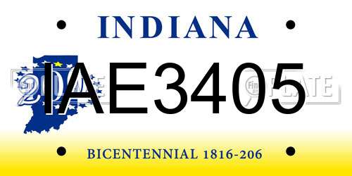 IAE3405 Indiana License Plate