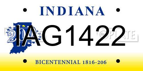 IAG1422 Indiana License Plate
