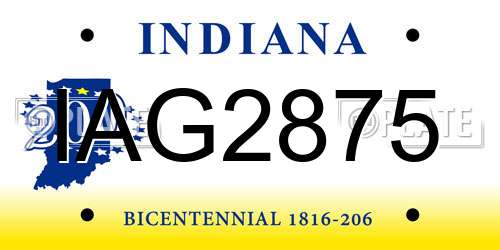IAG2875 Indiana License Plate